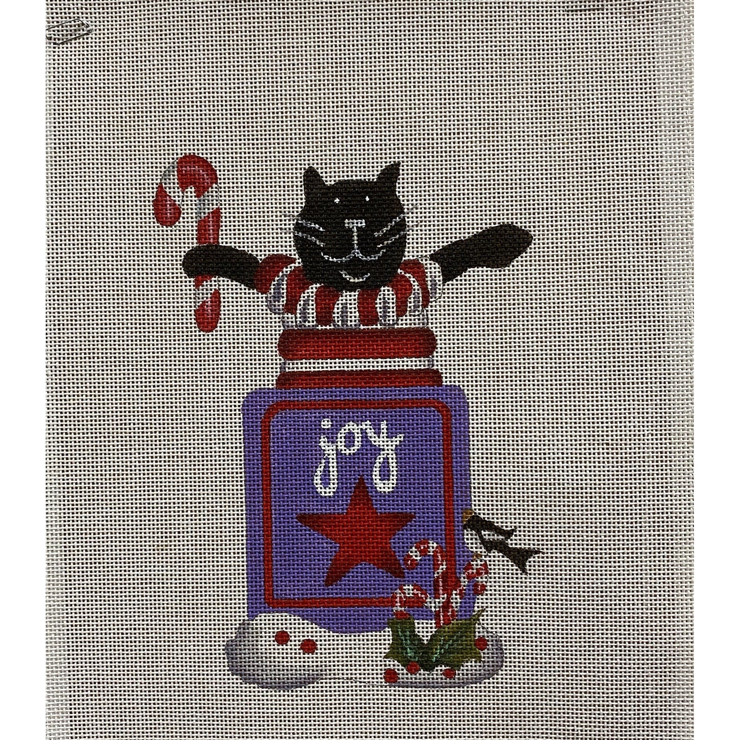 Joy Cat canvas - Garden Gate Needlepoint