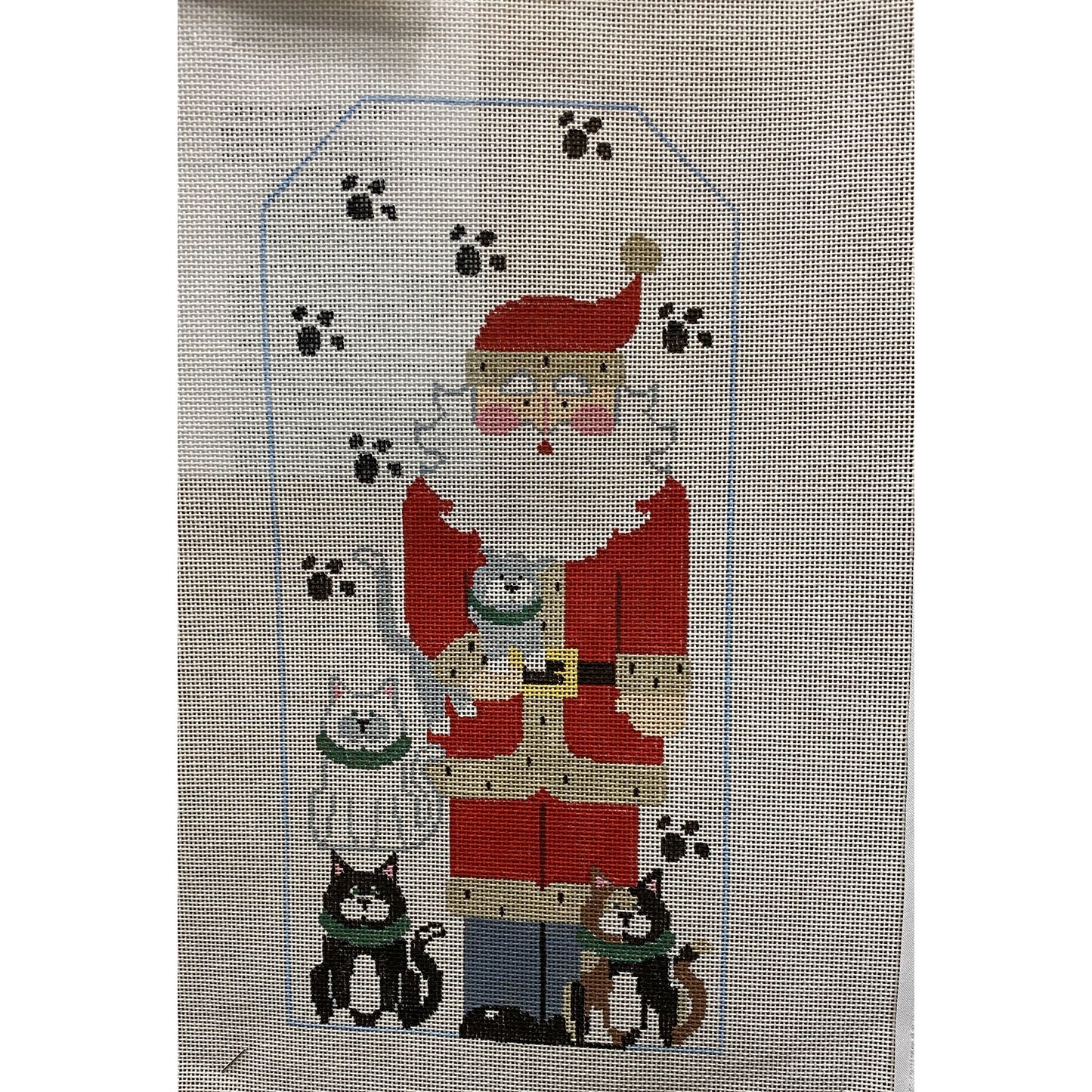 Kathy Schenckel Santa with Cats Canvas - Garden Gate Needlepoint