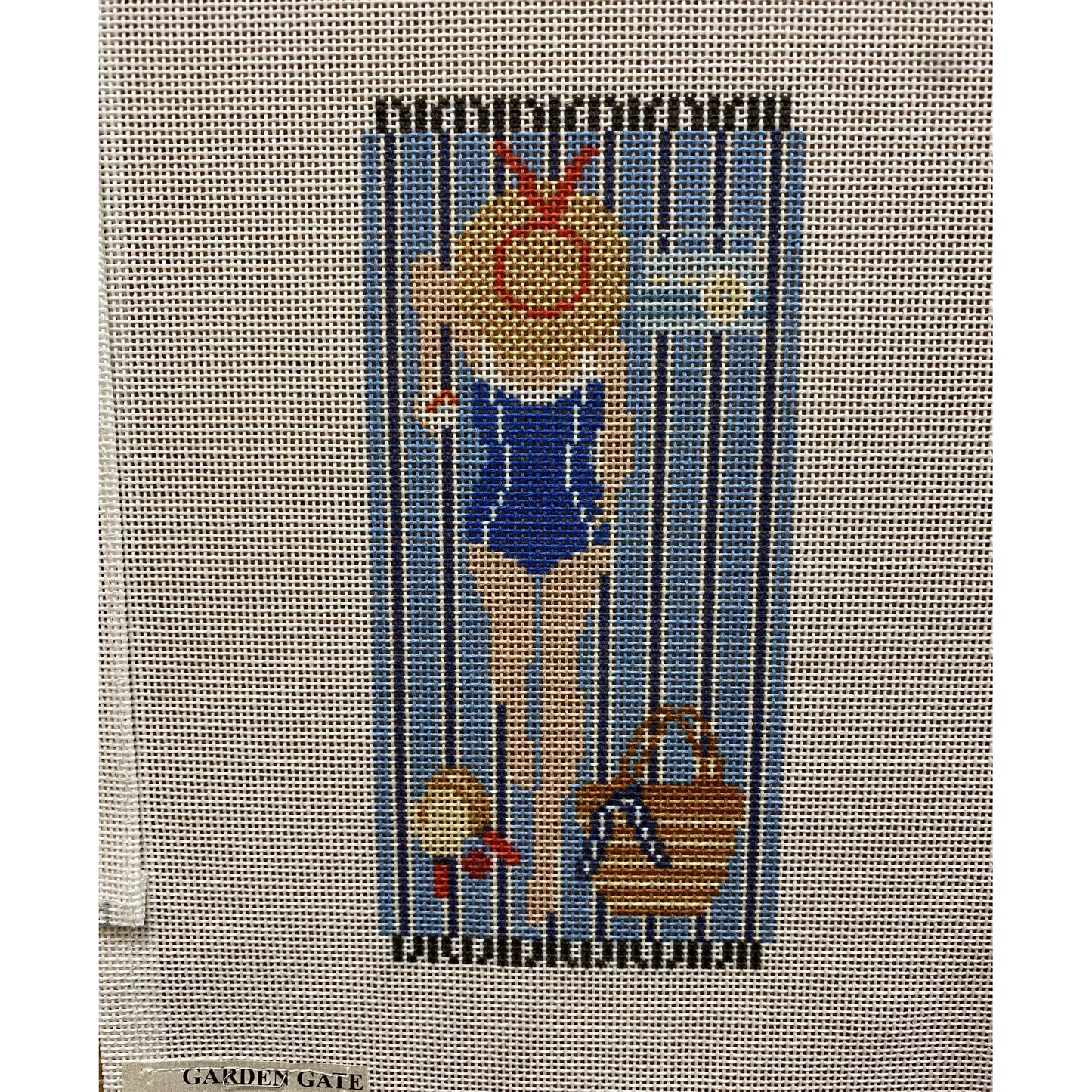 Kirk and Bradley Blue Beach Towel Eyeglass Case - Garden Gate Needlepoint