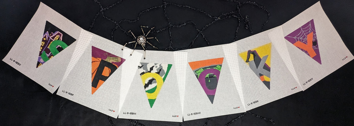 SPOOKY Garland -- 6 Individual Canvases