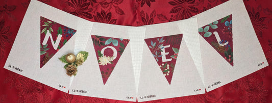 Botanical NOEL garland red-- 4 individual canvases