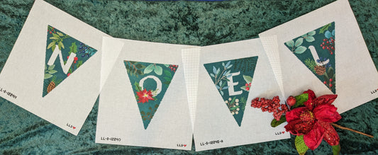 Botanical NOEL garland green-- 4 individual canvases