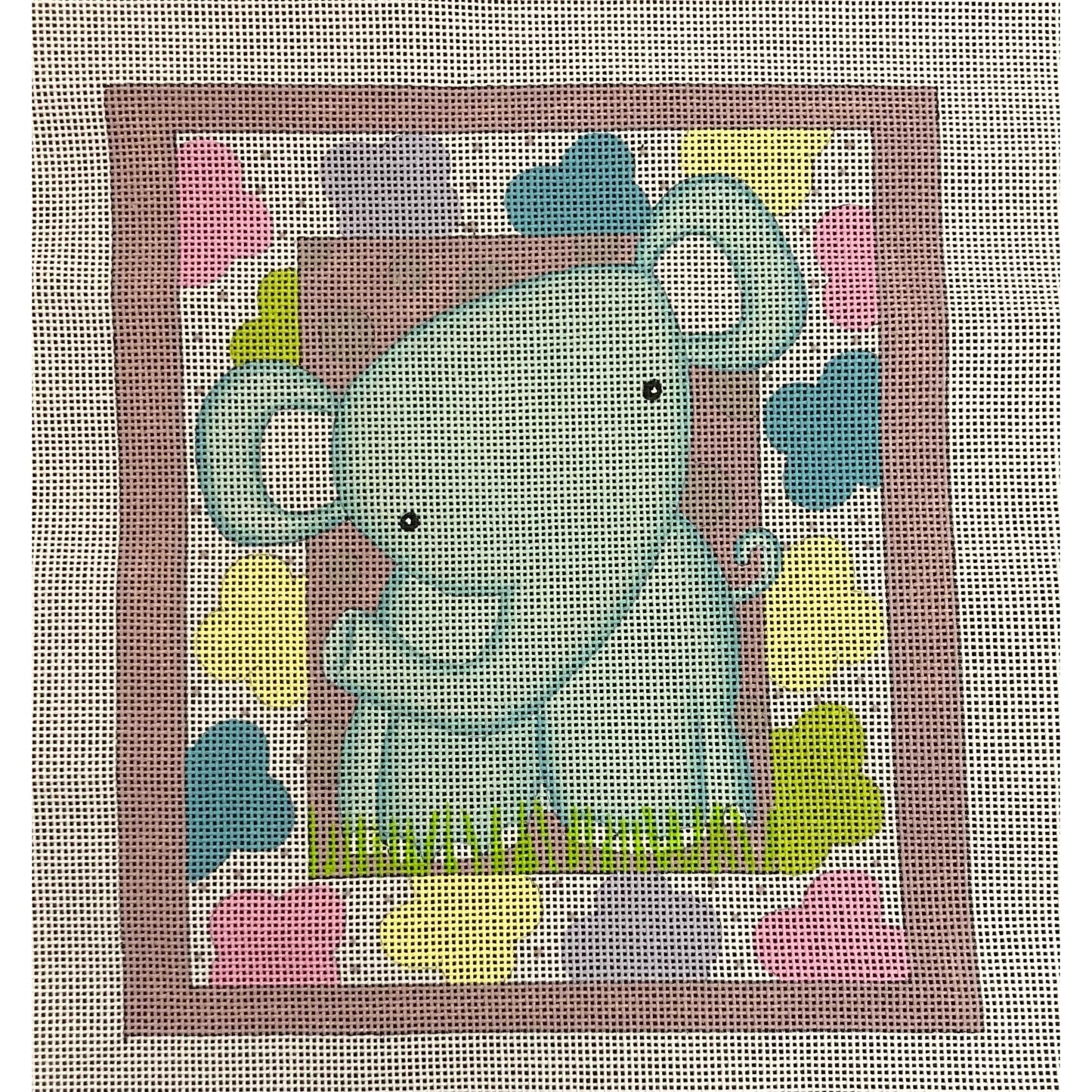 Love You More Elephant Canvas - Garden Gate Needlepoint