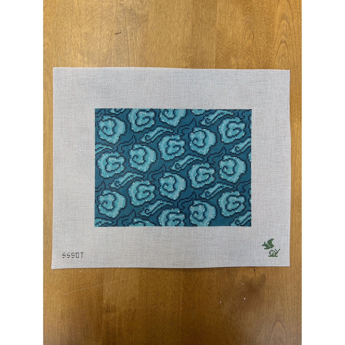 Mandarin Clouds Clutch-Teal - Garden Gate Needlepoint