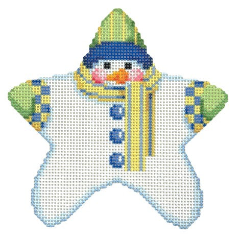 Star Shaped Snowman Blue/Yellow Striped Scarf