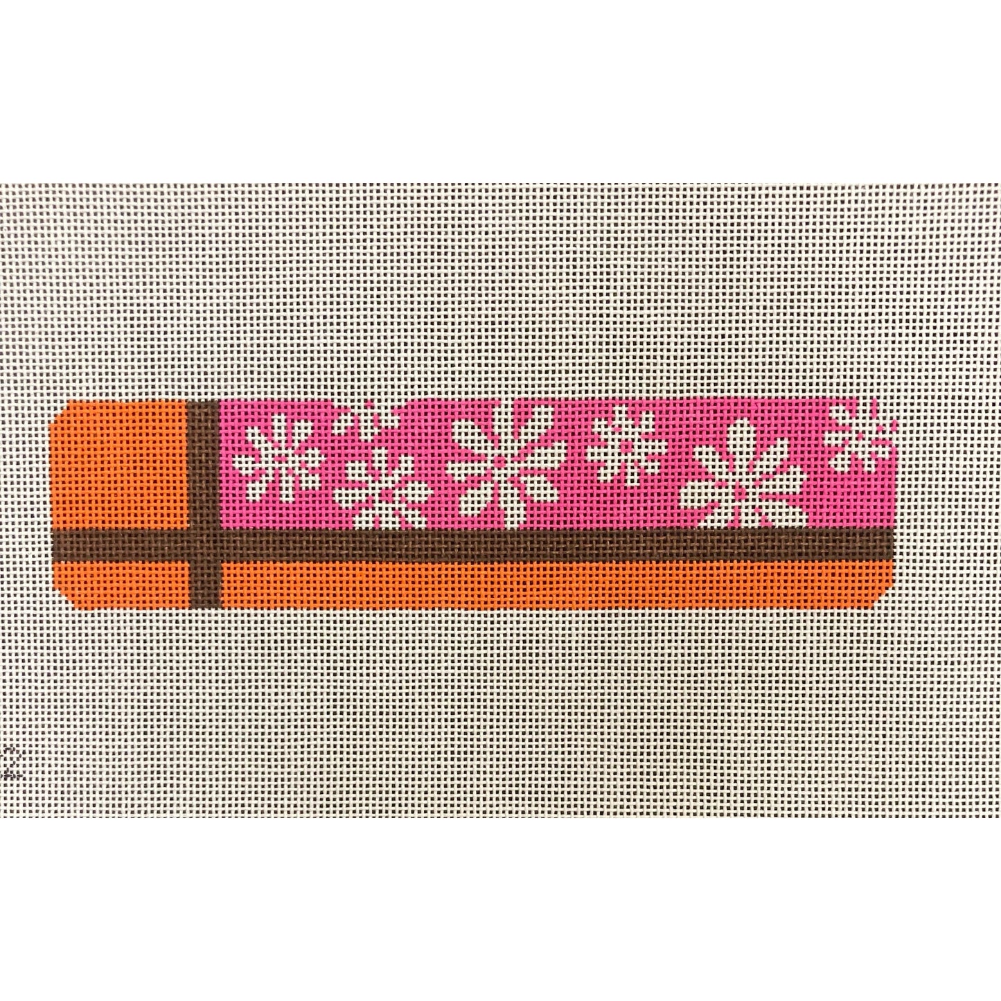 Orange & Pink Key Fob - Garden Gate Needlepoint
