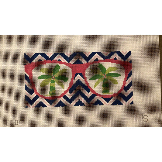Palm Tree Eyeglass Case - Garden Gate Needlepoint
