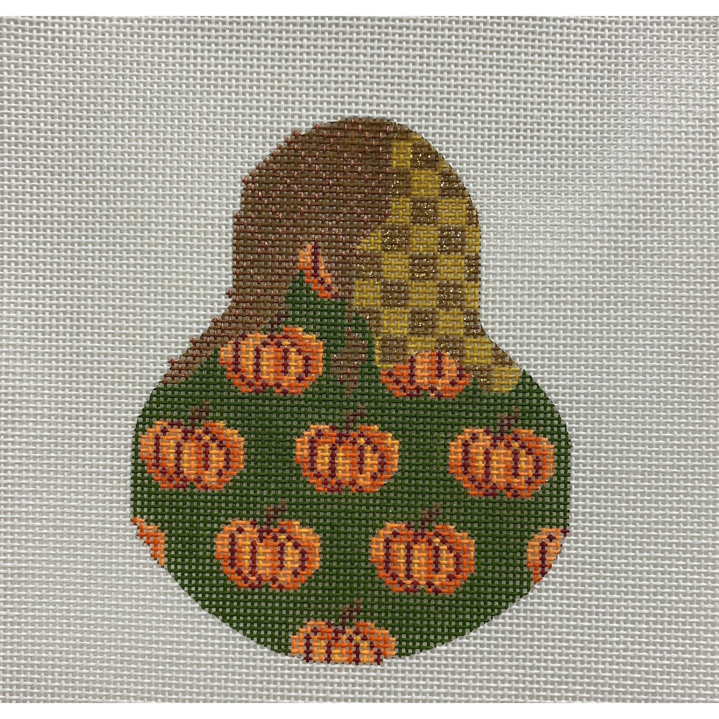 Pear with Pumpkins Stitch Guide canvas - Garden Gate Needlepoint