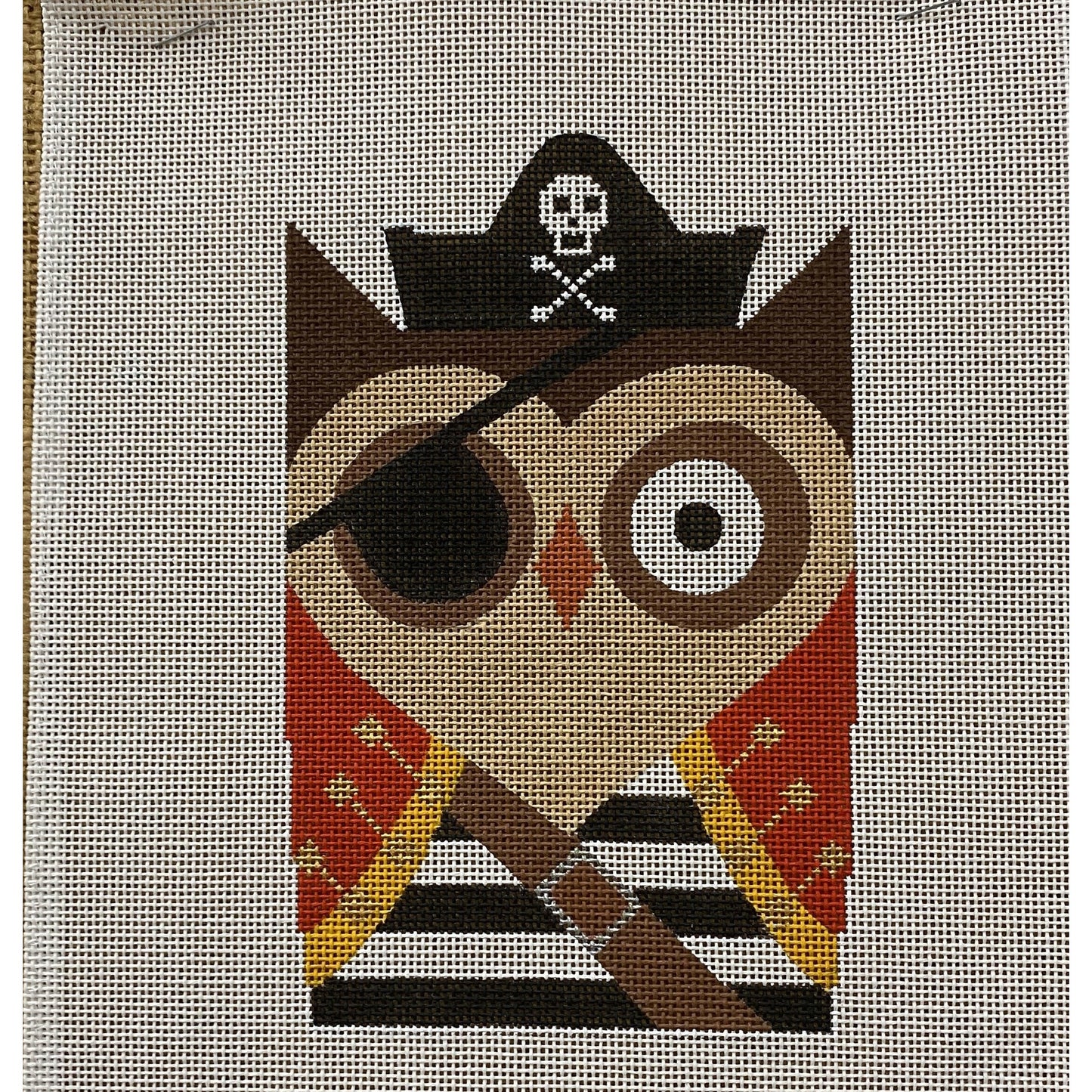 Pirate Owl canvas - Garden Gate Needlepoint