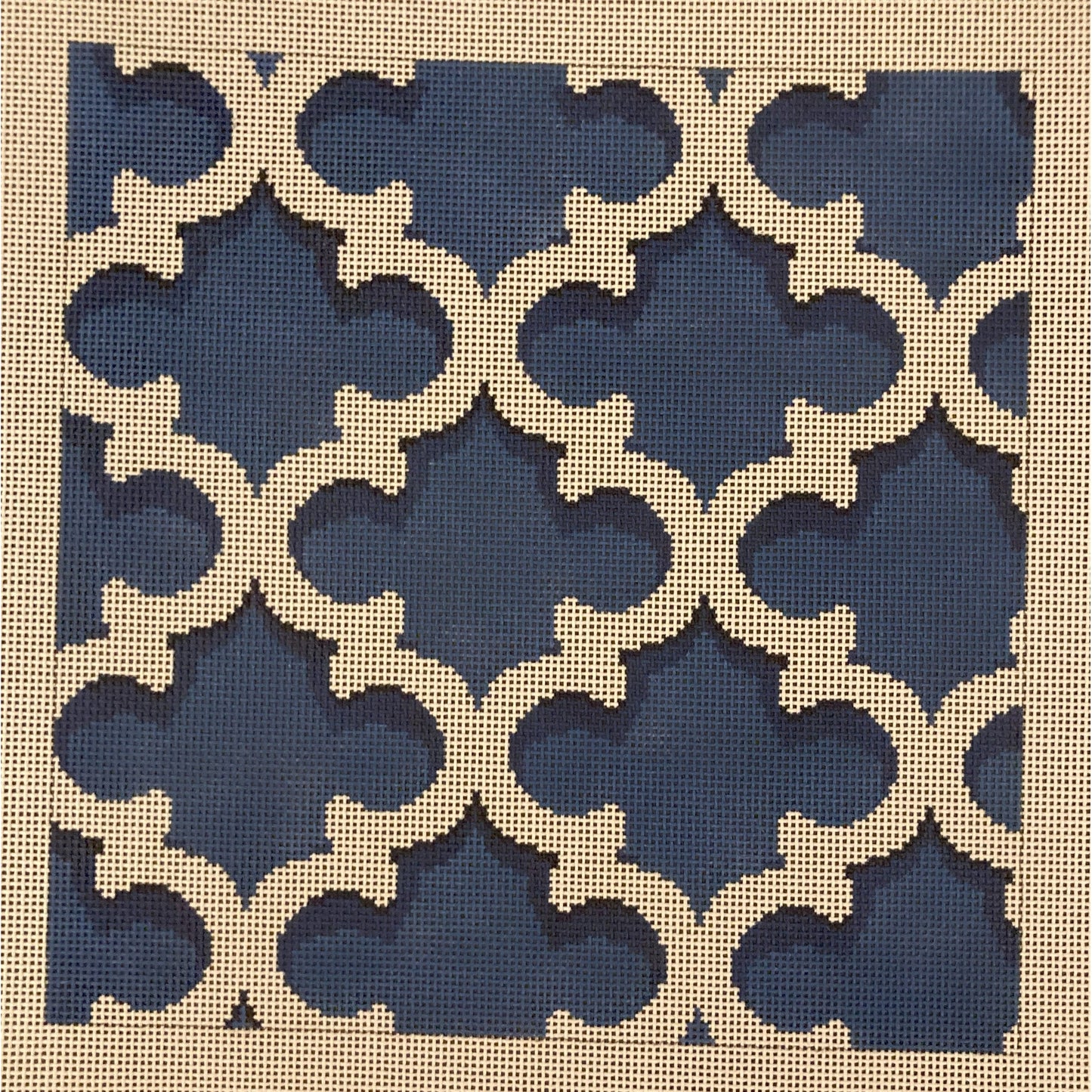 Quatrefoil Navy Pillow - Garden Gate Needlepoint