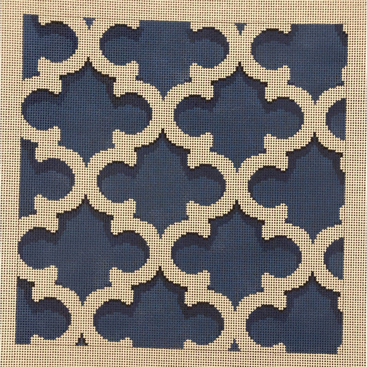 Quatrefoil Navy Pillow - Garden Gate Needlepoint