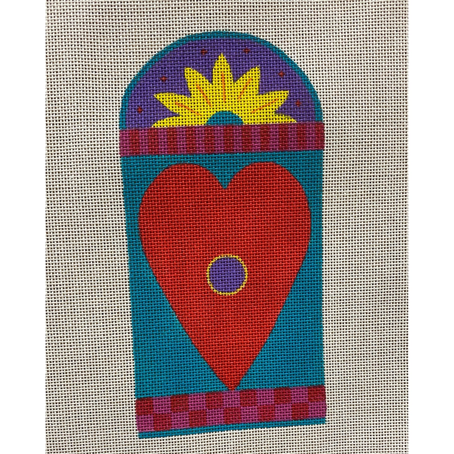 Red Heart Eyeglass Case - Garden Gate Needlepoint