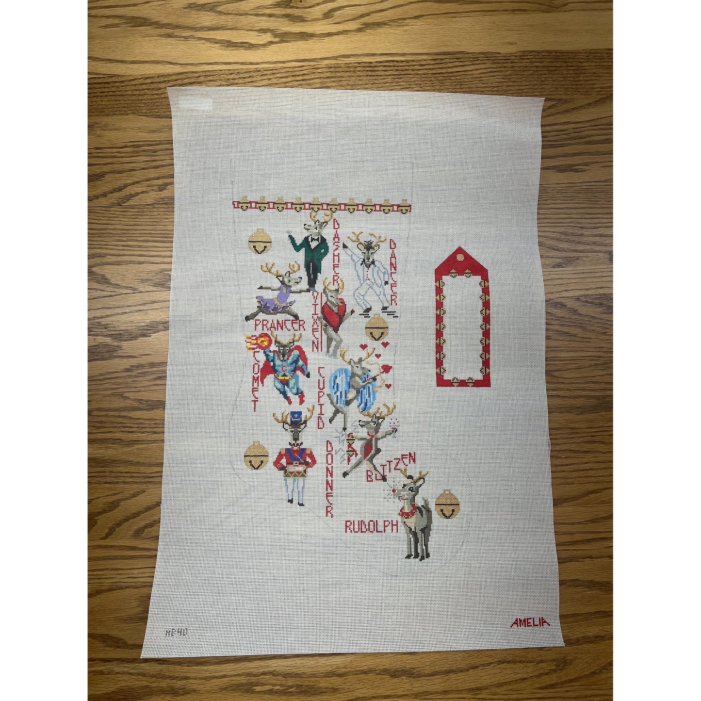 Reindeer Stocking and Tag - Garden Gate Needlepoint