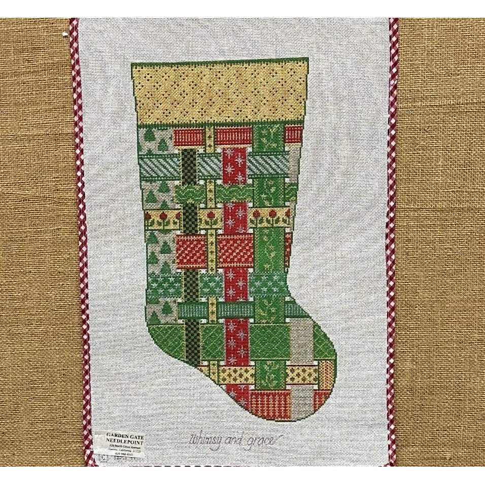 Ribbons Stocking - Garden Gate Needlepoint