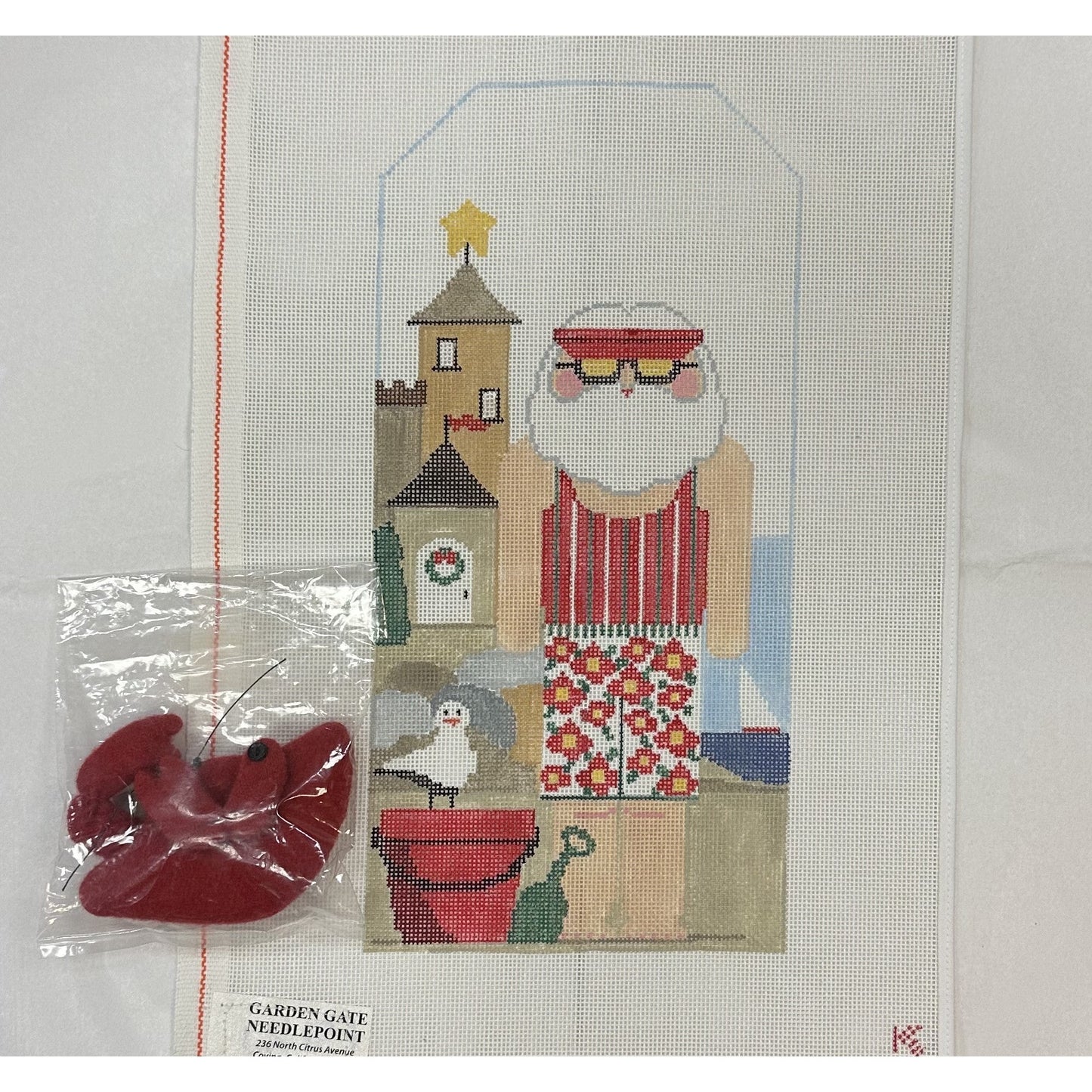 Sand Castle Santa Canvas - Garden Gate Needlepoint