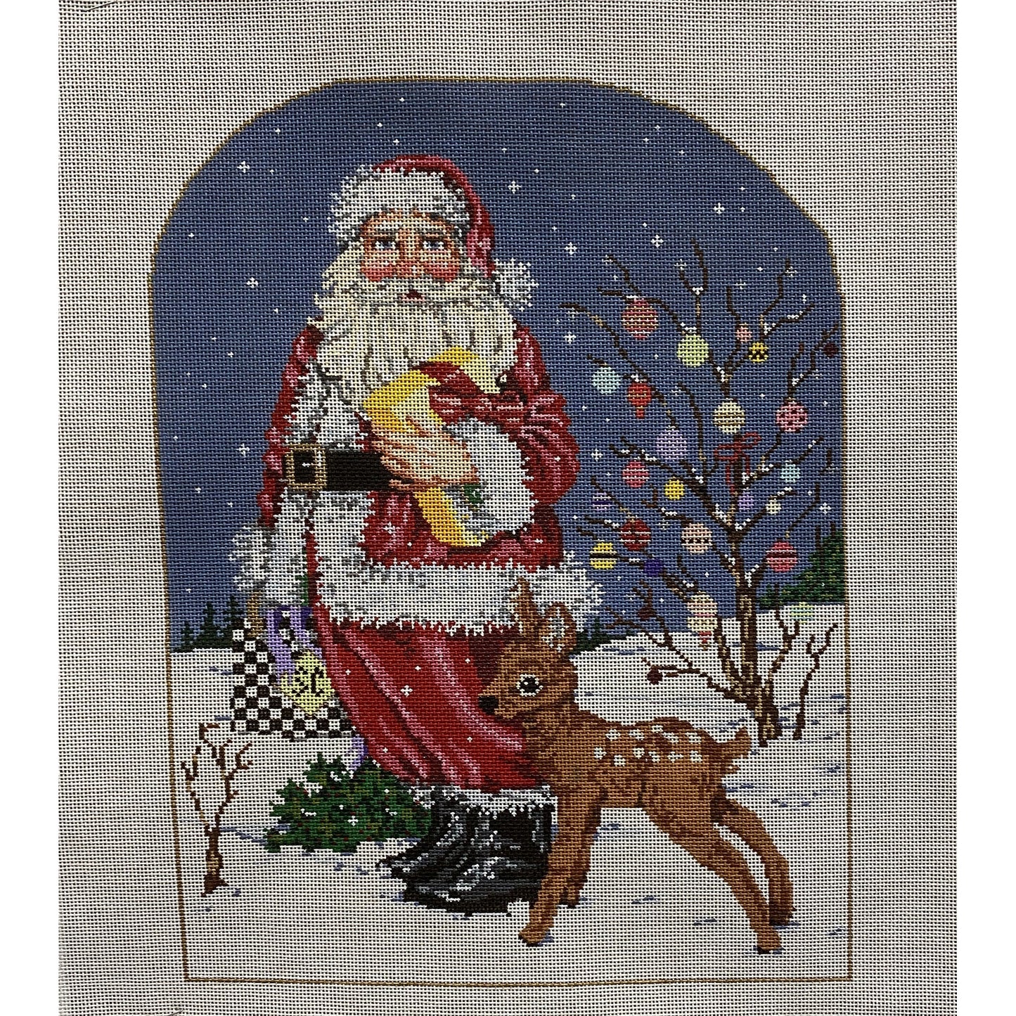 Sandra Gilmore Santa Shops Canvas - Garden Gate Needlepoint