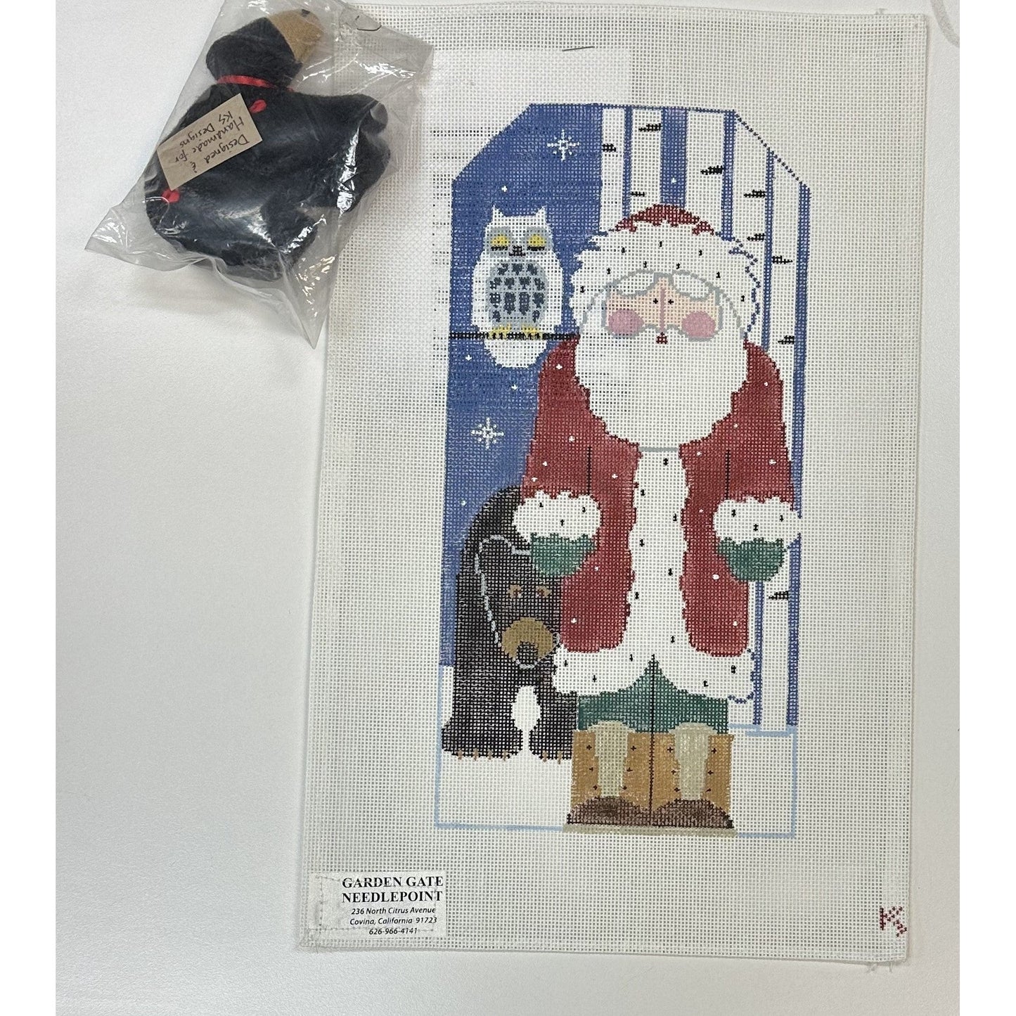 Santa in Woods Canvas - Garden Gate Needlepoint