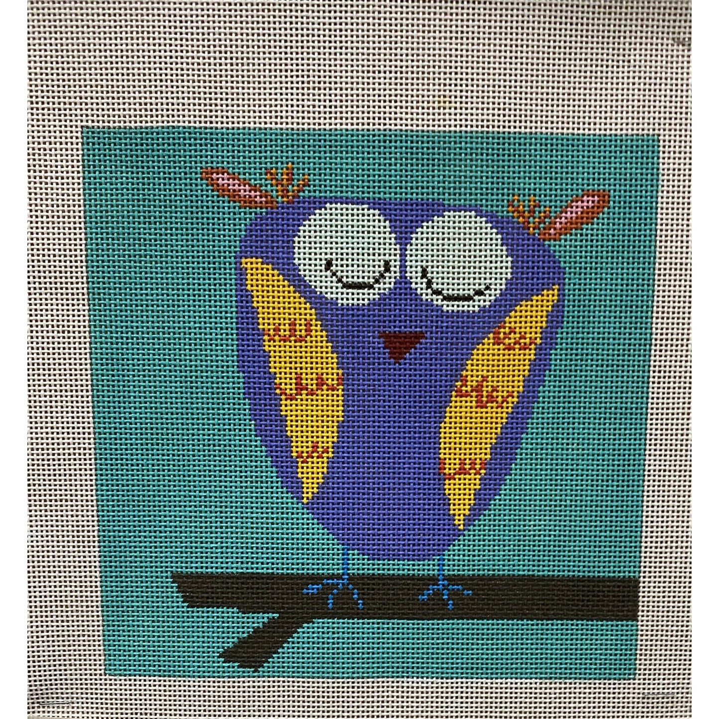 Sleeping Owl canvas - Garden Gate Needlepoint