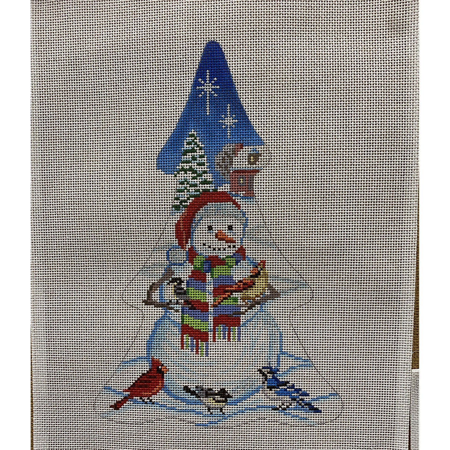 Snowman Christmas Tree canvas - Garden Gate Needlepoint