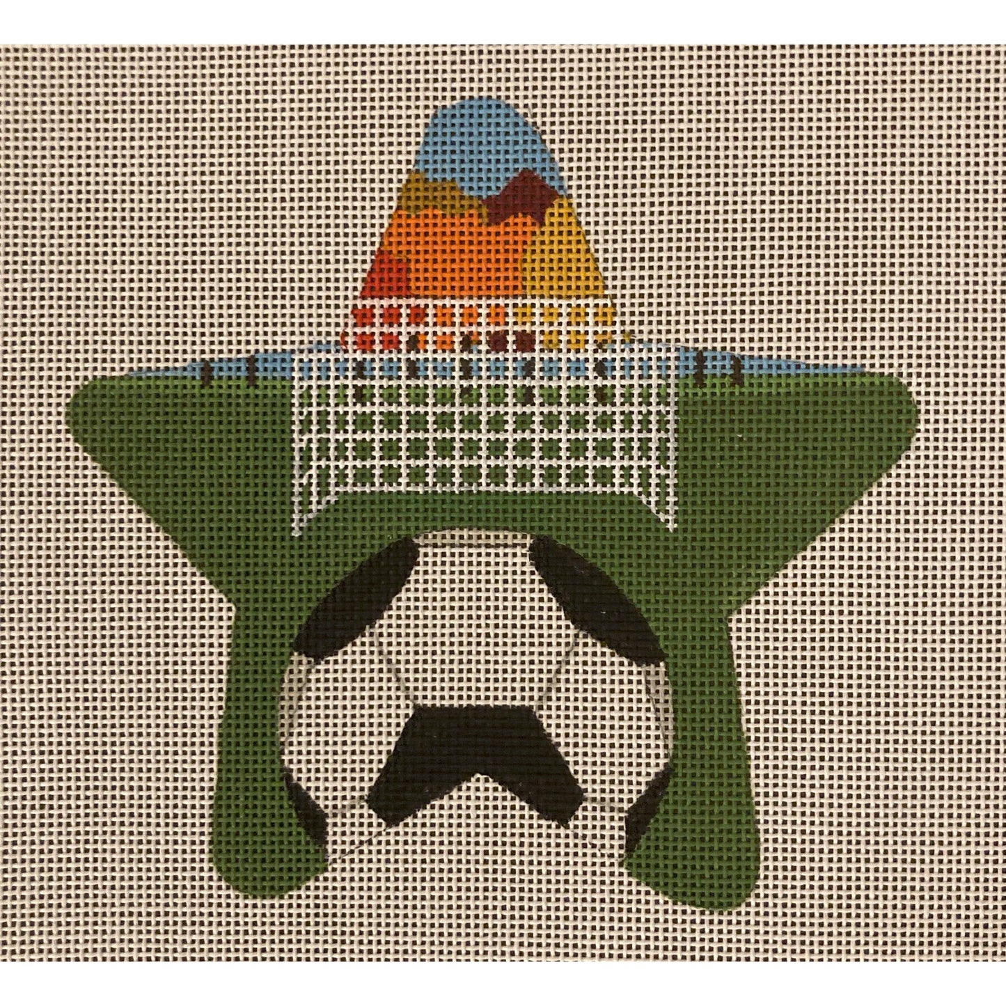 Soccer Ball Star Ornament - Garden Gate Needlepoint