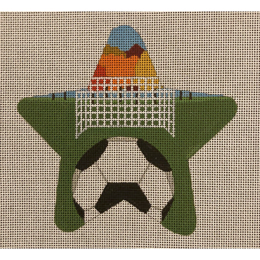 Soccer Ball Star Ornament - Garden Gate Needlepoint