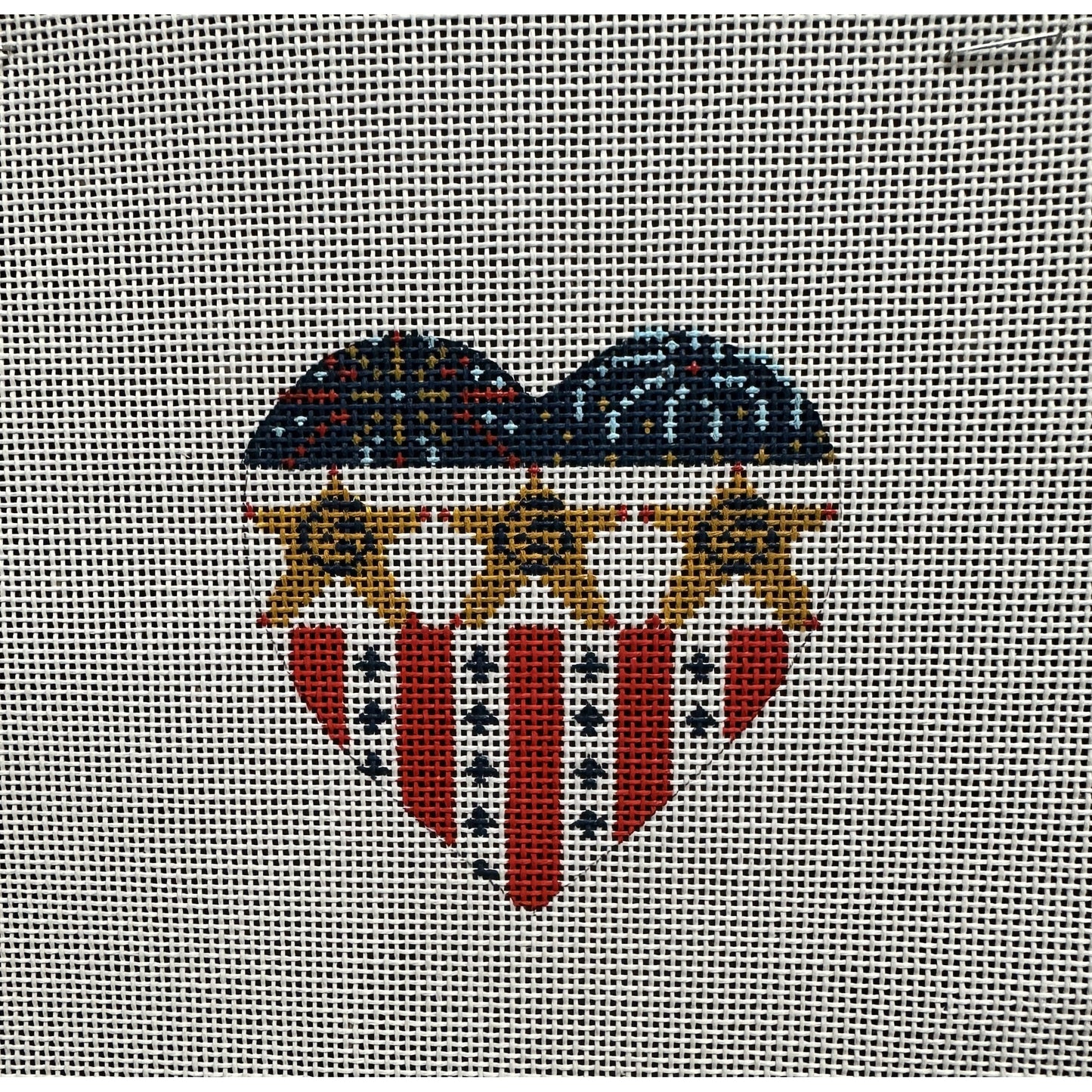 Stars and Stripes Heart Ornament - Garden Gate Needlepoint