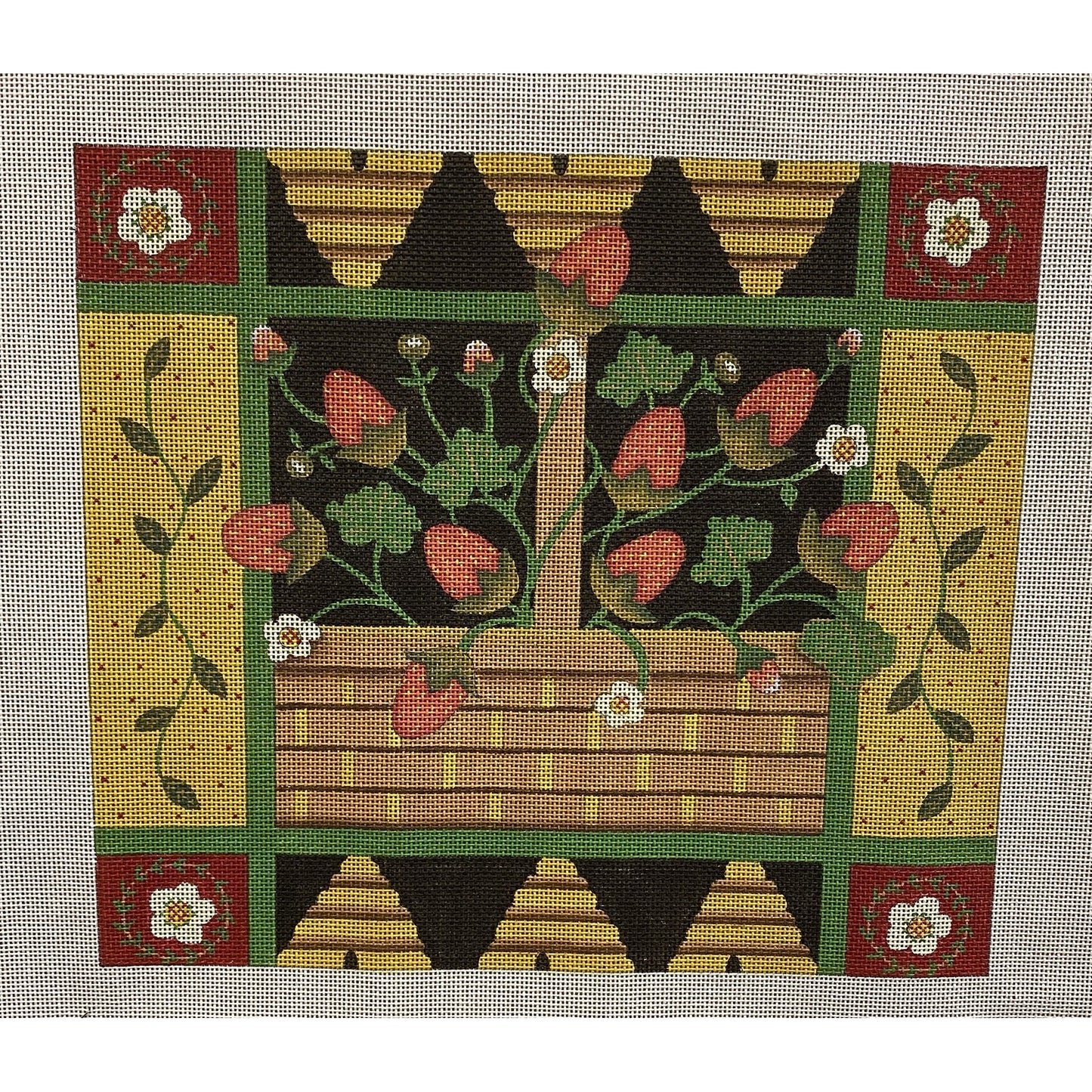 Strawberry Basket canvas - Garden Gate Needlepoint