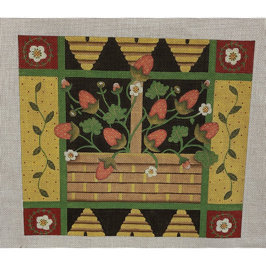 Strawberry Basket canvas - Garden Gate Needlepoint