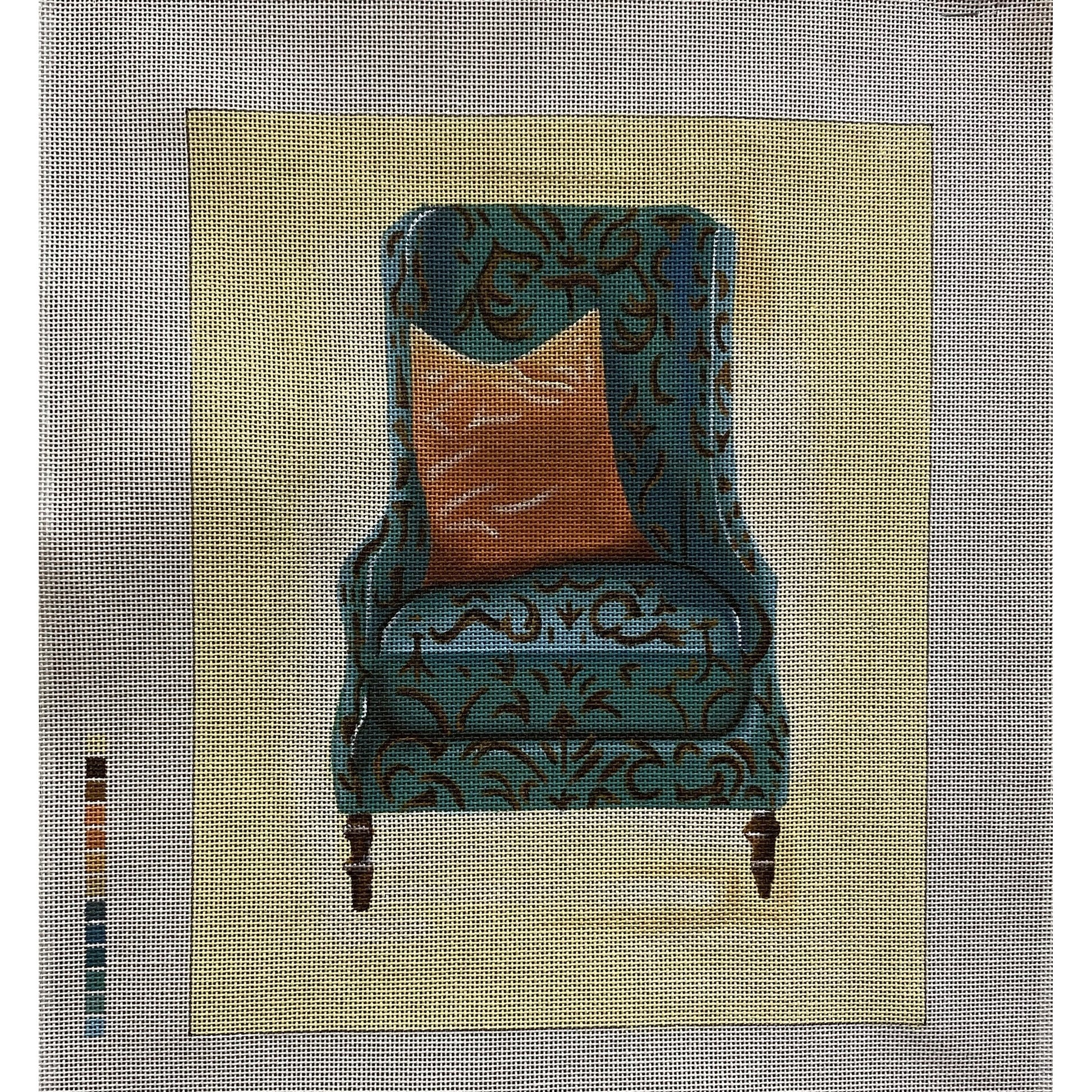 Teal Chair canvas - Garden Gate Needlepoint