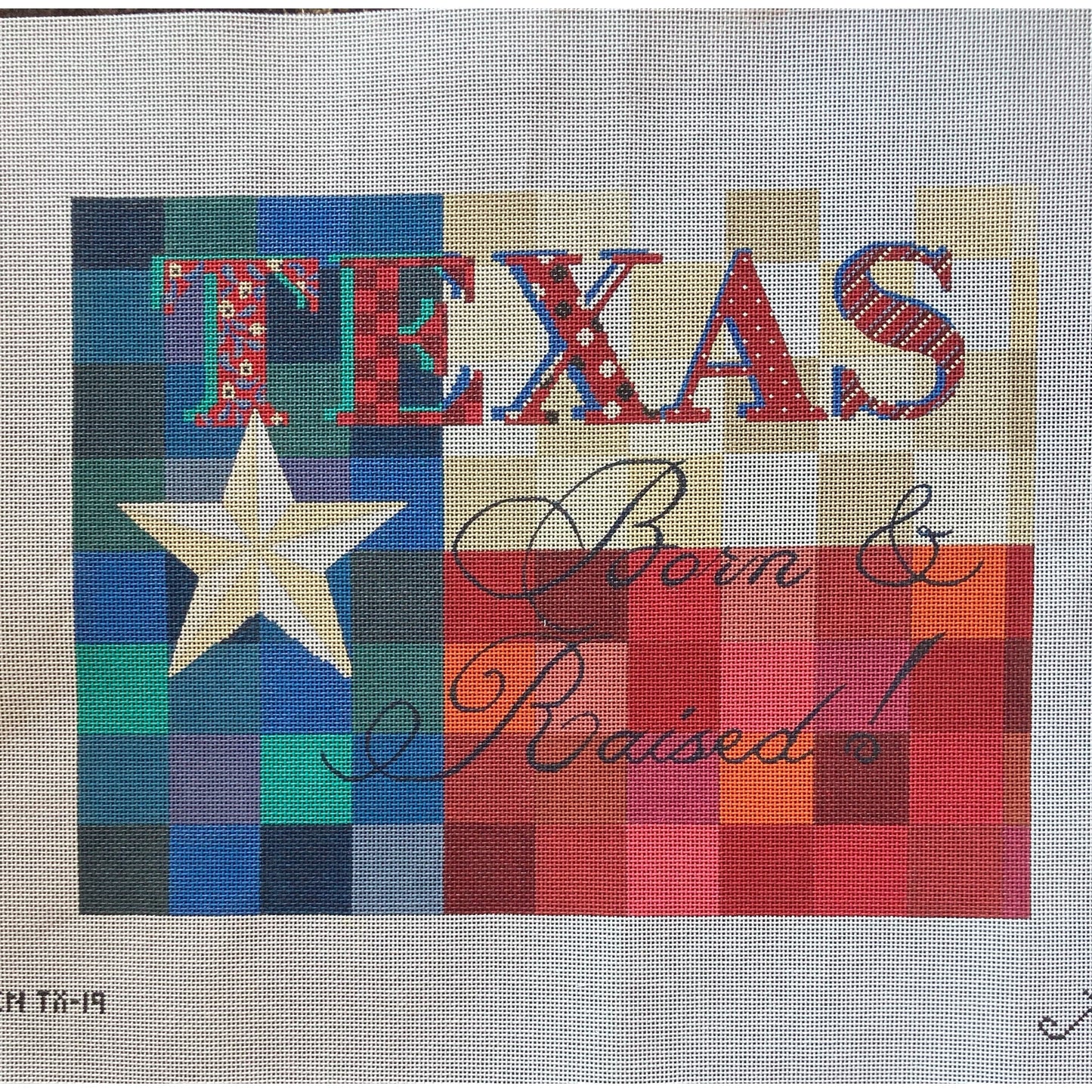 Texas Born & Raised Canvas - Garden Gate Needlepoint