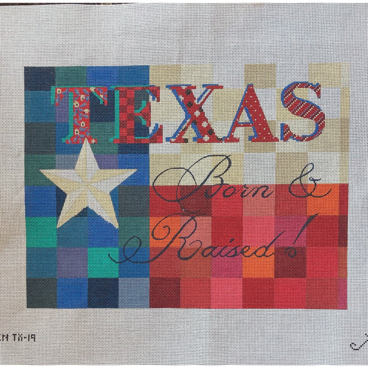 Texas Born & Raised Canvas - Garden Gate Needlepoint