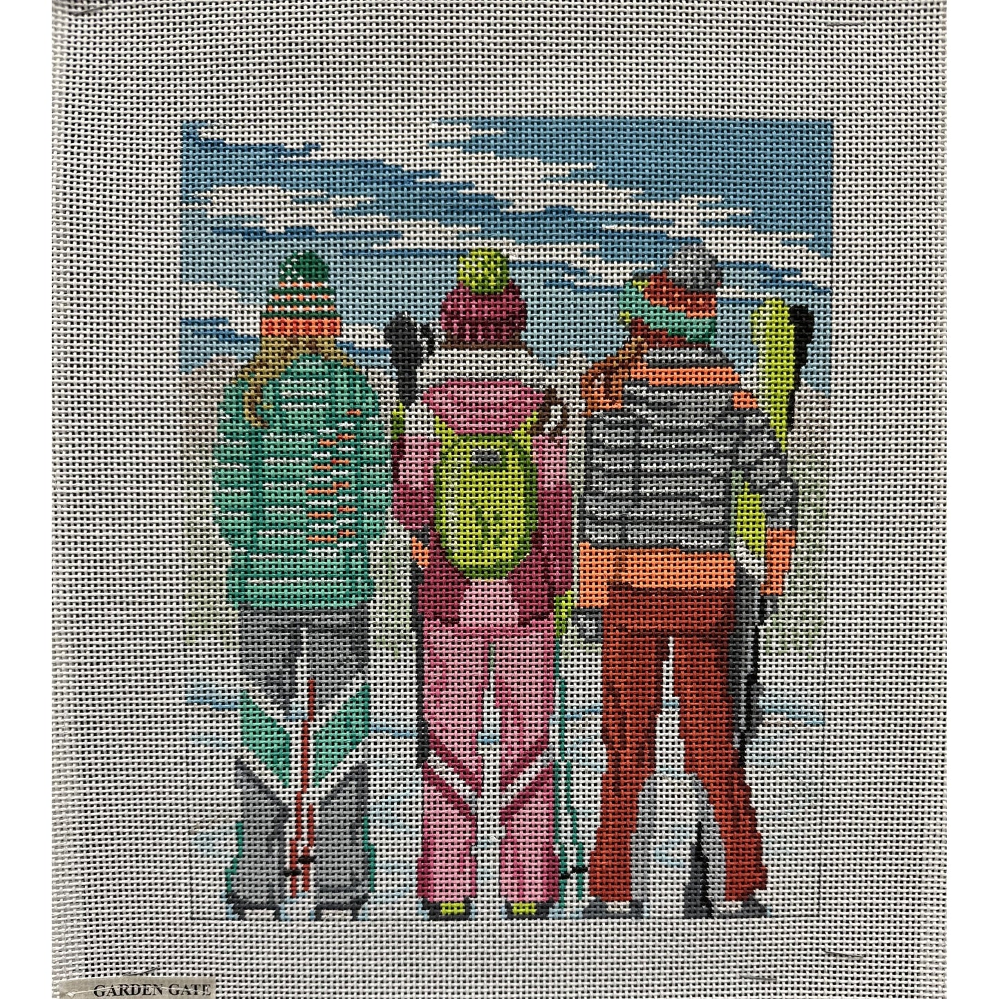 Three Sister Skiers Canvas - Garden Gate Needlepoint