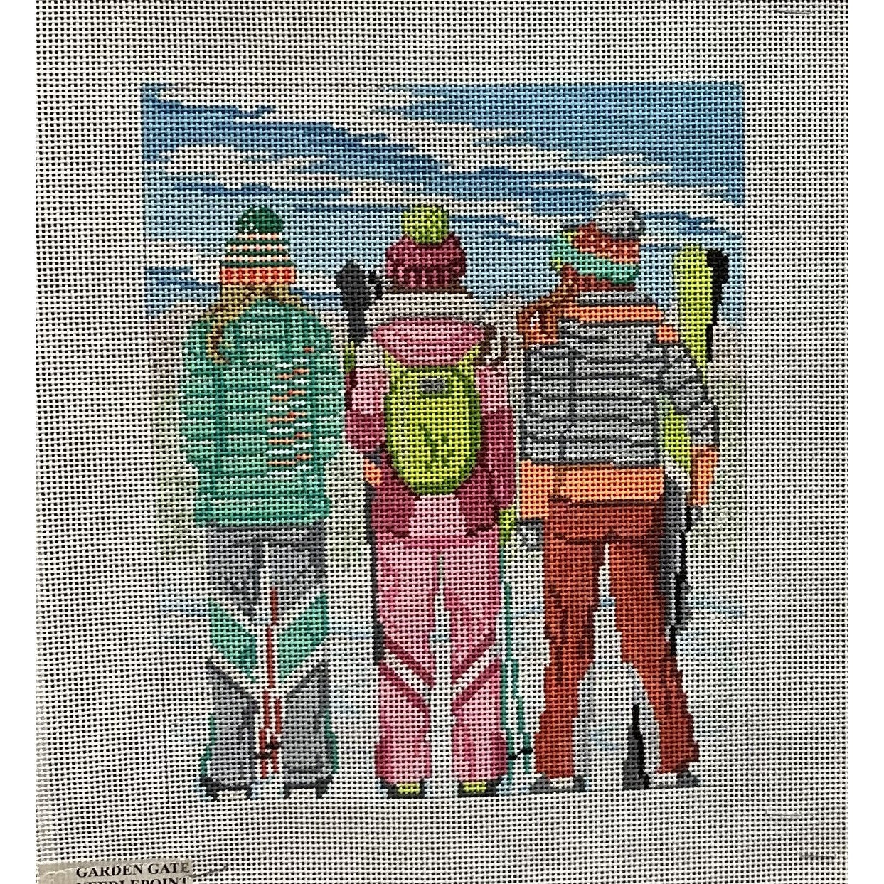 Three Sisters Skiing Canvas - Garden Gate Needlepoint