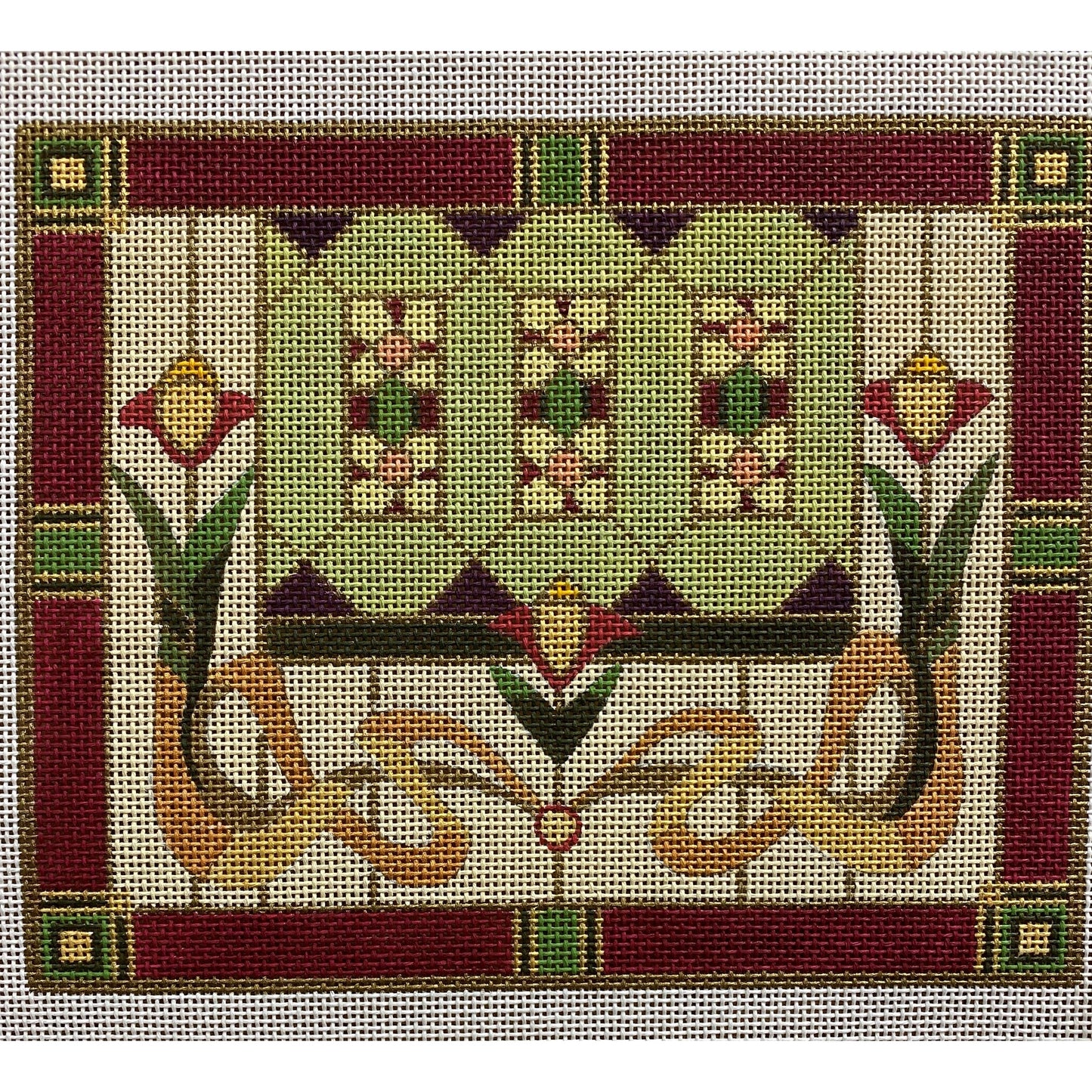 Tiffany Window Canvas - Garden Gate Needlepoint