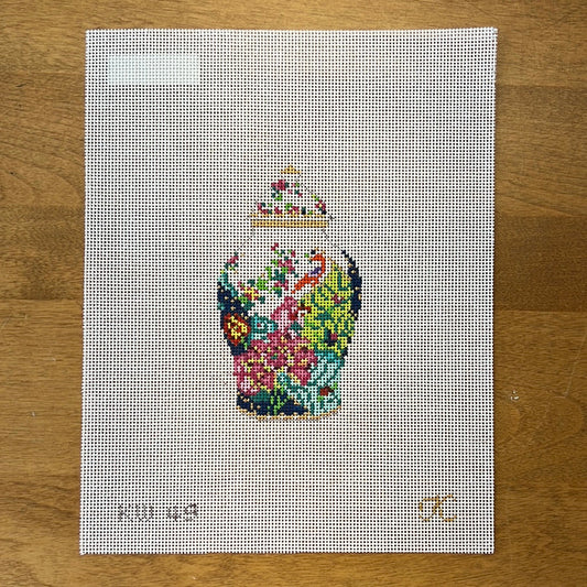 Tobacco Leaf Ginger Jar - Garden Gate Needlepoint