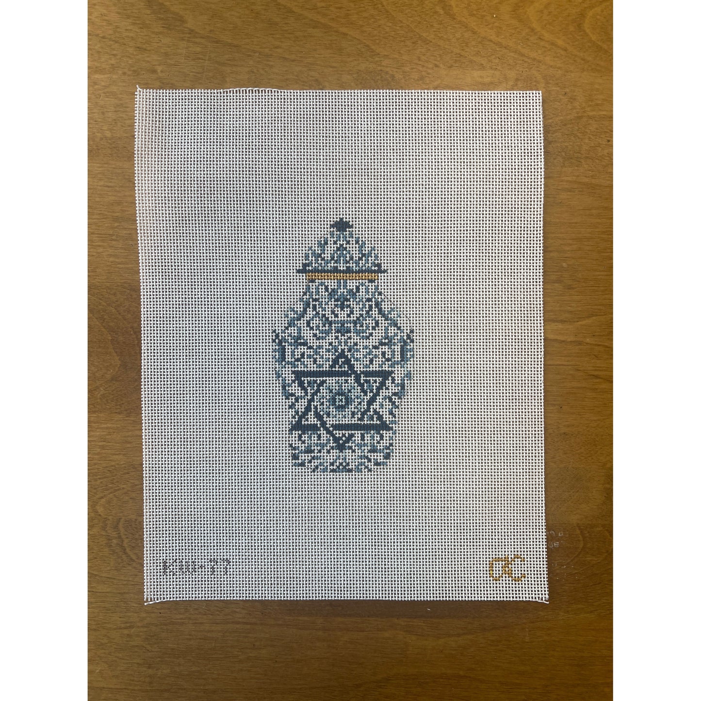 Transferware Judaica Ginger Jar - Garden Gate Needlepoint