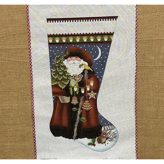 Tree and Ornaments Santa Stocking - Garden Gate Needlepoint