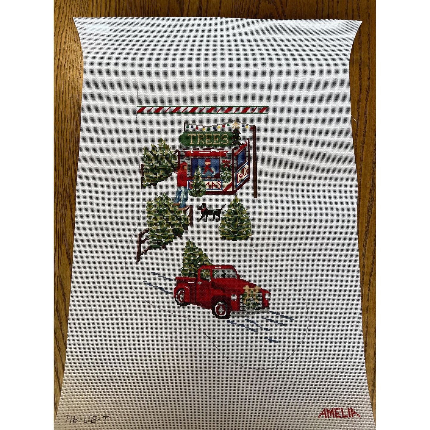 Truck and Tree Lot Stocking - Garden Gate Needlepoint