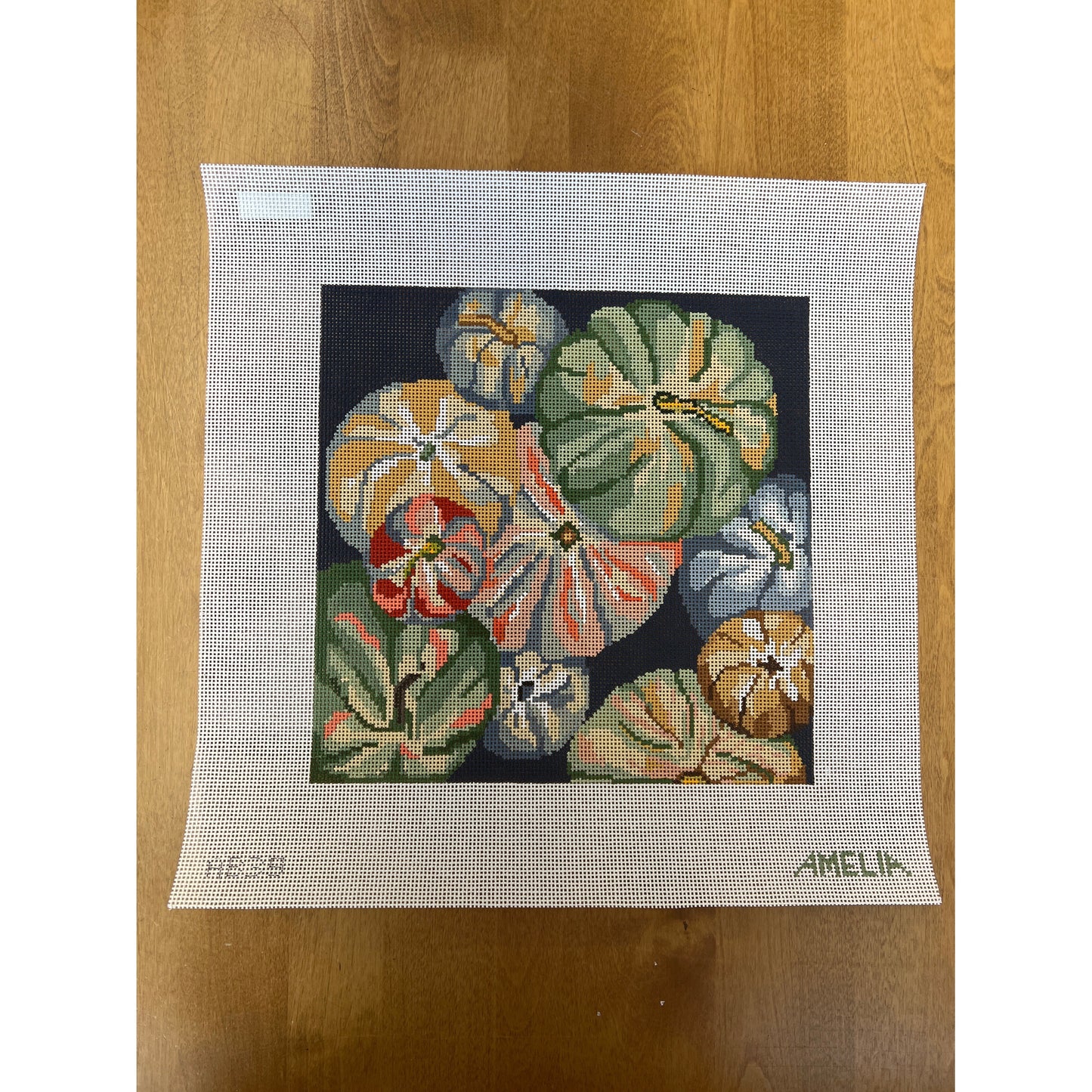 Tumbling Pumpkins Pillow - Garden Gate Needlepoint