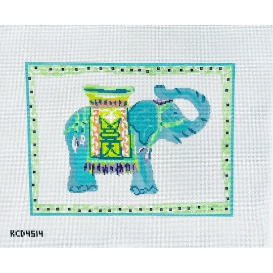 Turquoise Elephant Canvas - Garden Gate Needlepoint