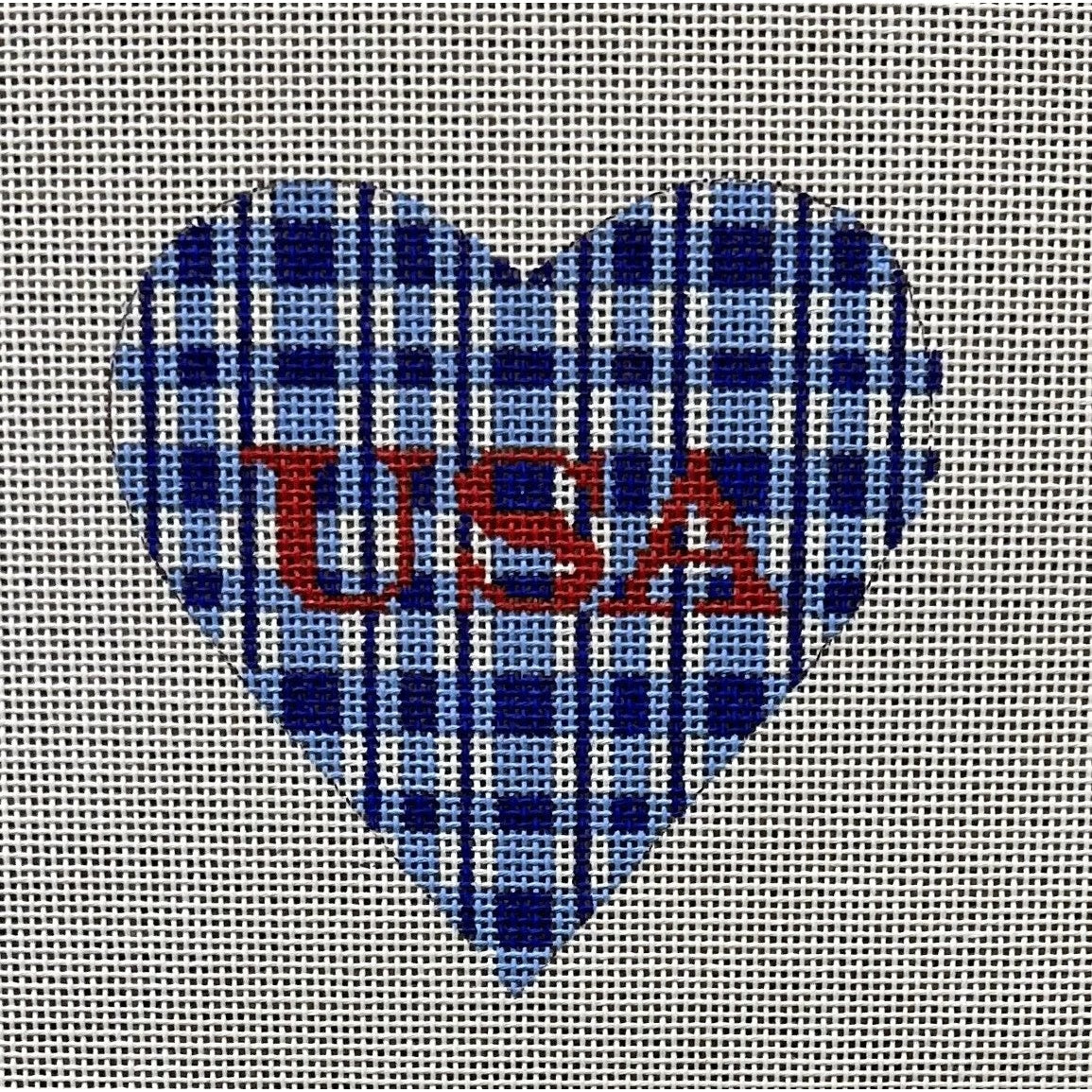 USA Heart Canvas - Garden Gate Needlepoint