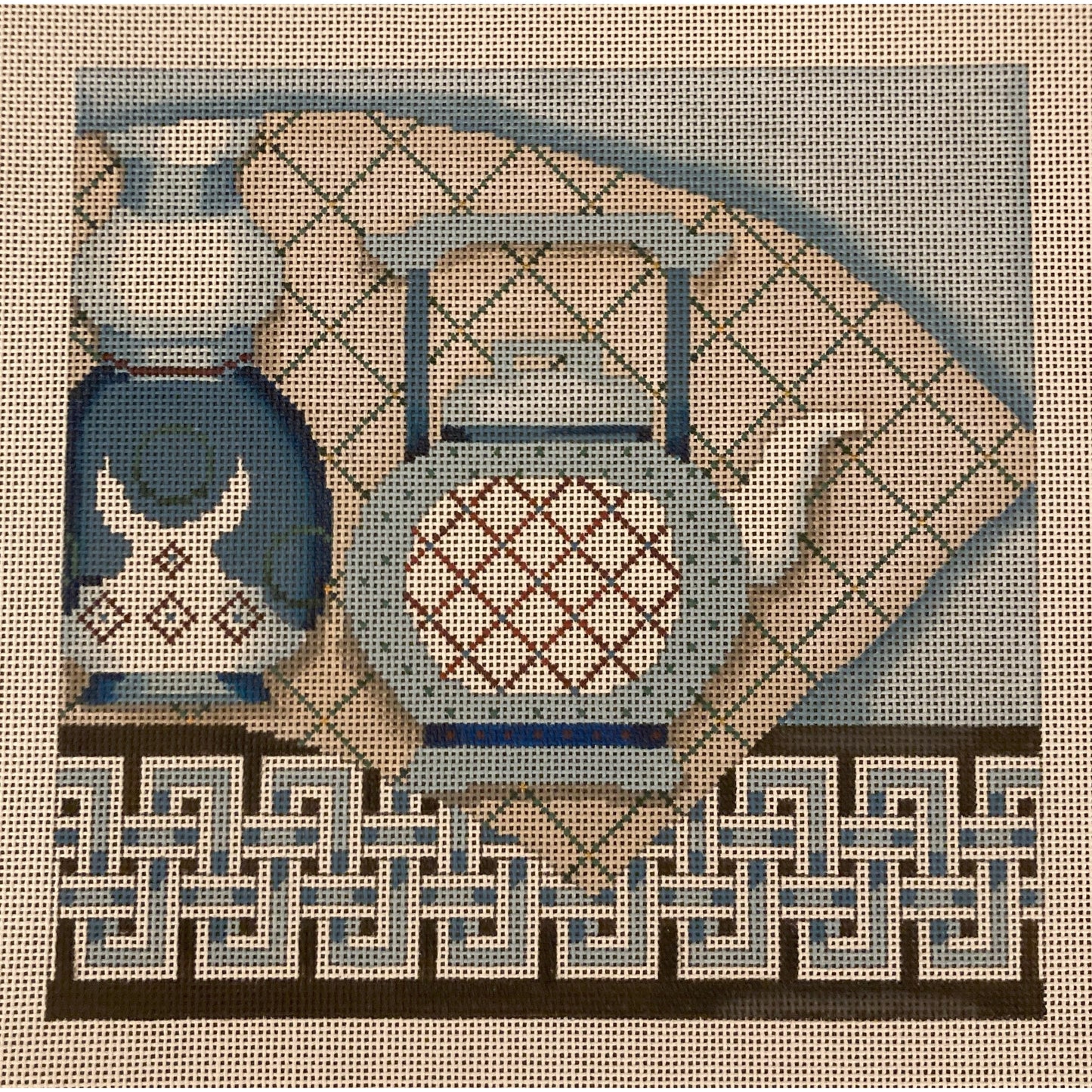 Vases Double Key Pillow - Garden Gate Needlepoint