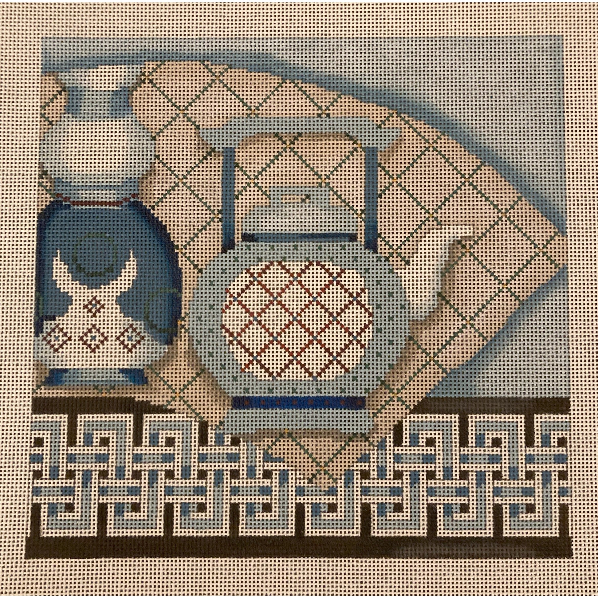 Vases Double Key Pillow - Garden Gate Needlepoint