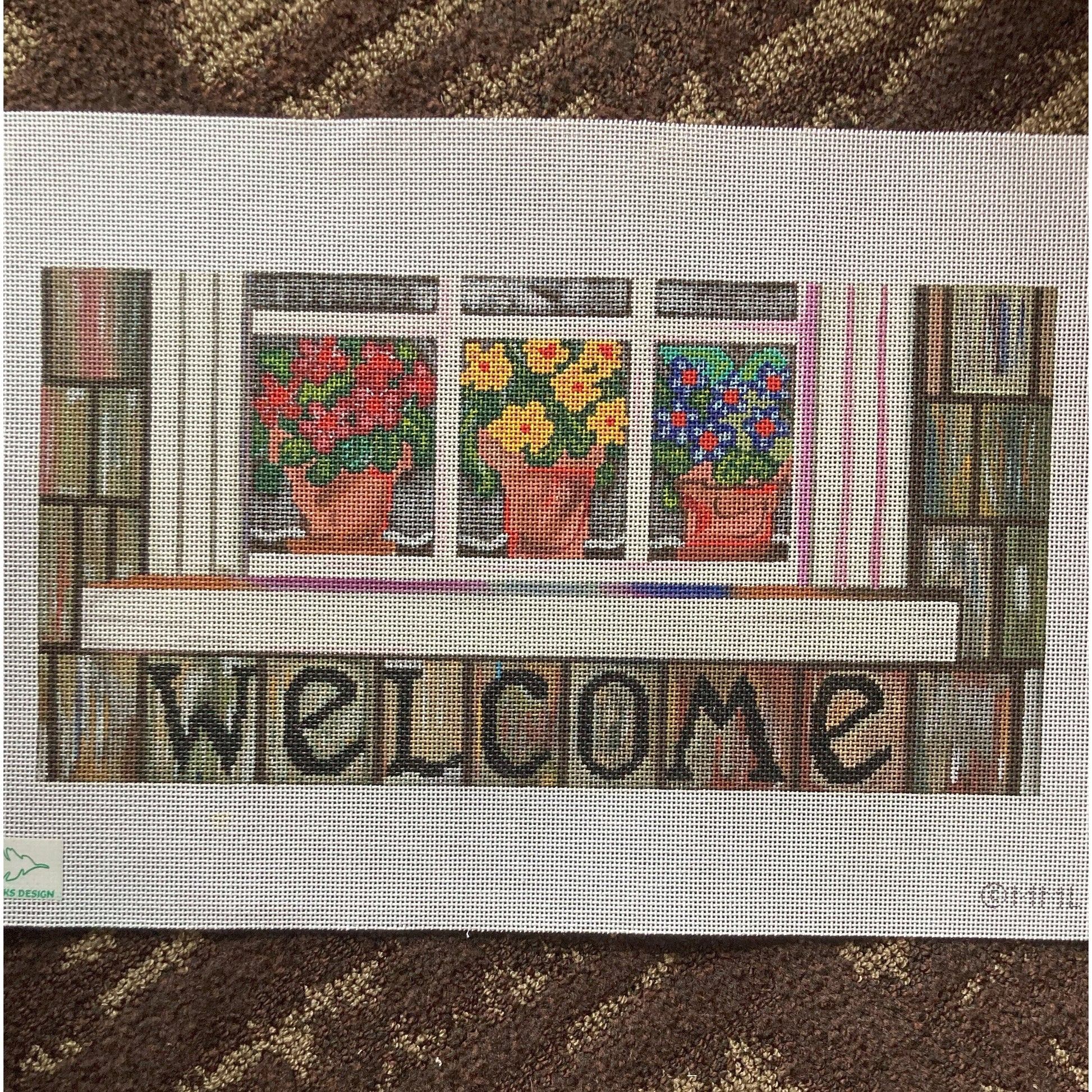 Welcome Window Canvas - Garden Gate Needlepoint