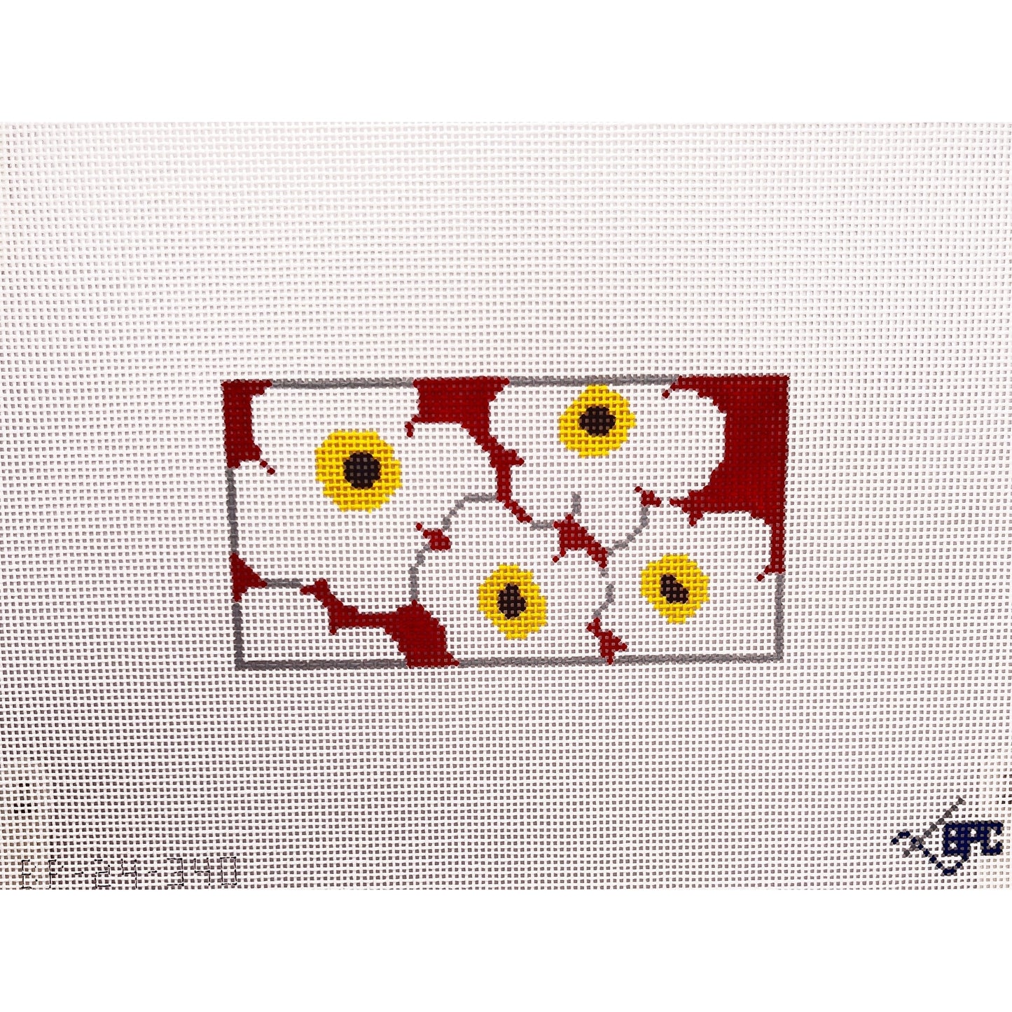White Poppy small rectangle - Garden Gate Needlepoint