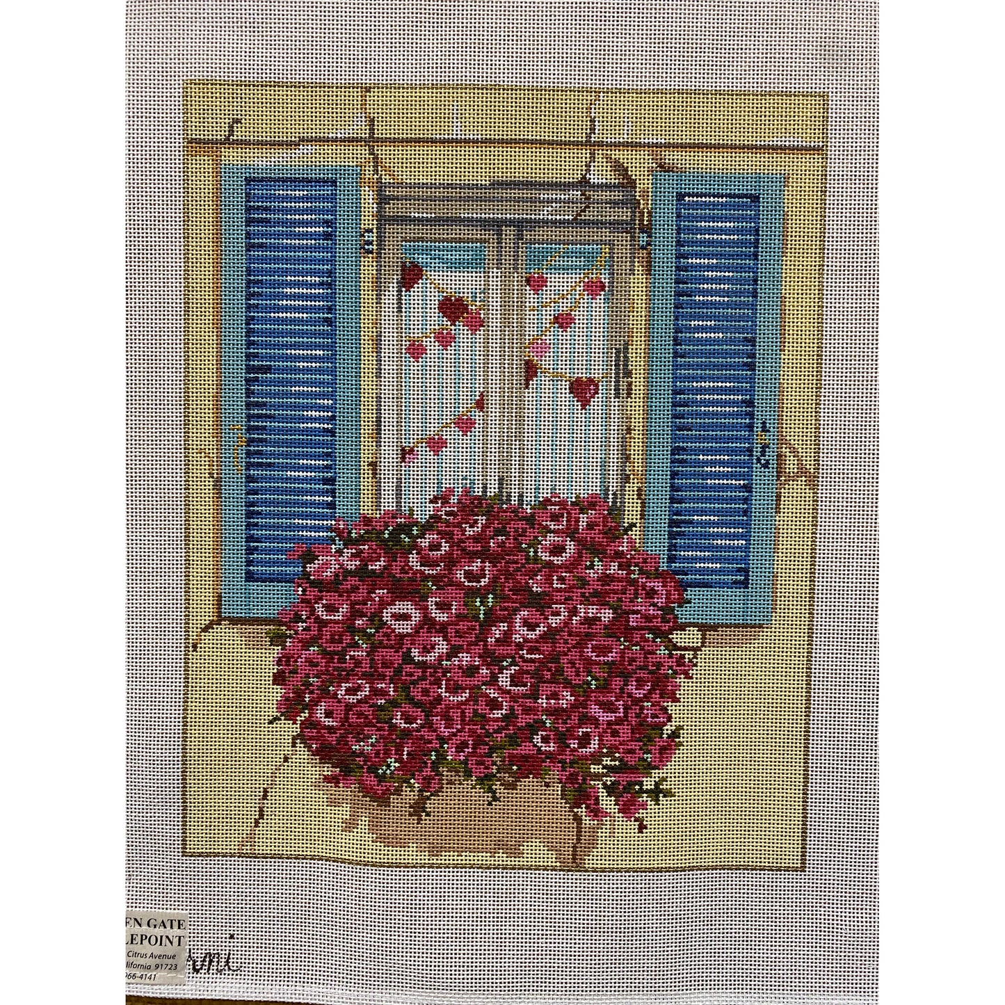 Window Flower Box canvas - Garden Gate Needlepoint