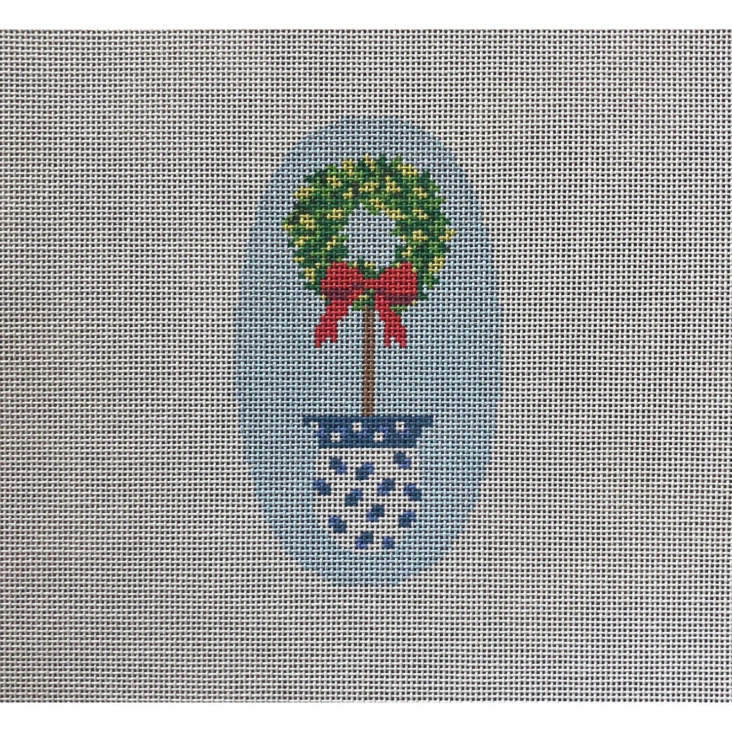 Wreath Topiary Canvas - Garden Gate Needlepoint