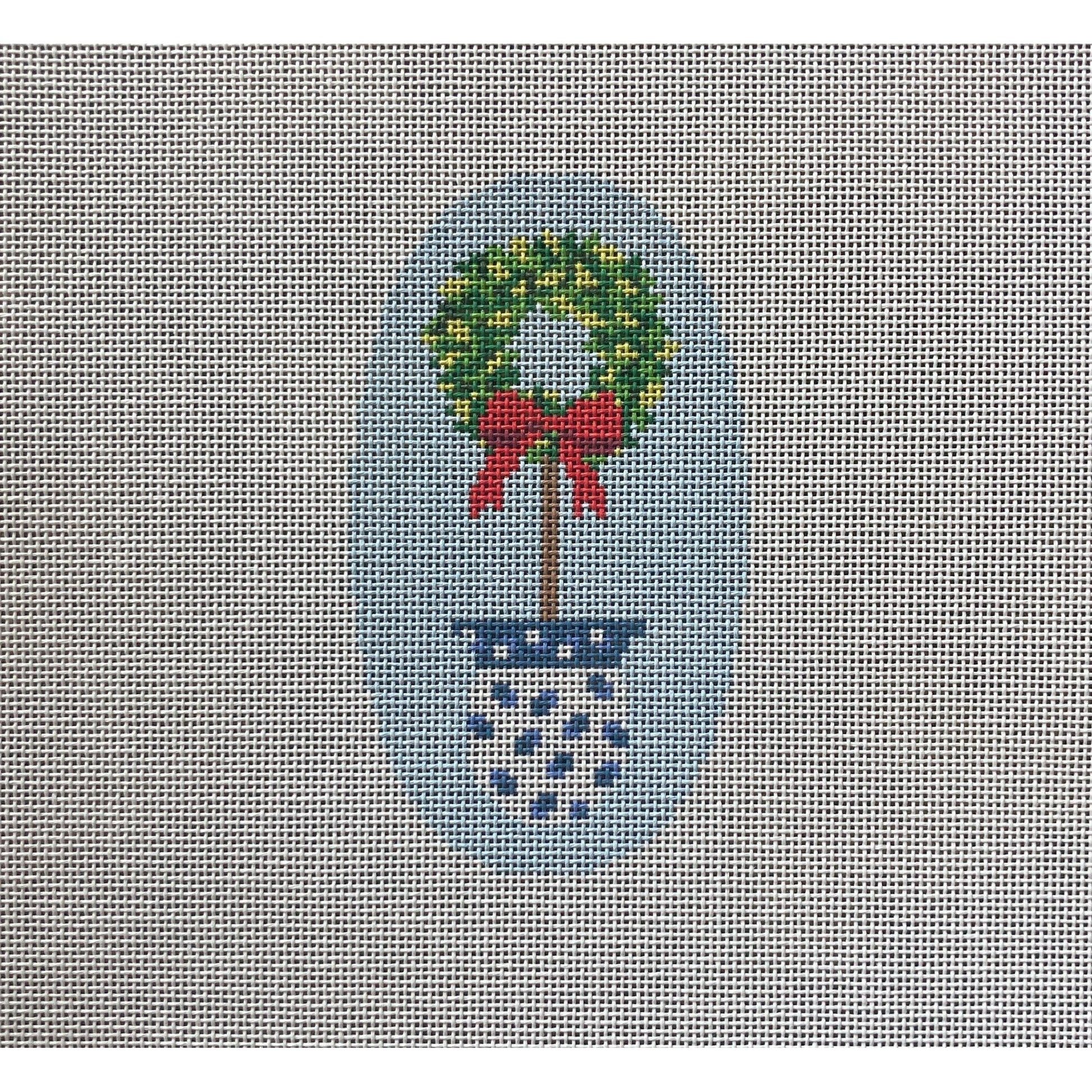 Wreath Topiary Canvas - Garden Gate Needlepoint