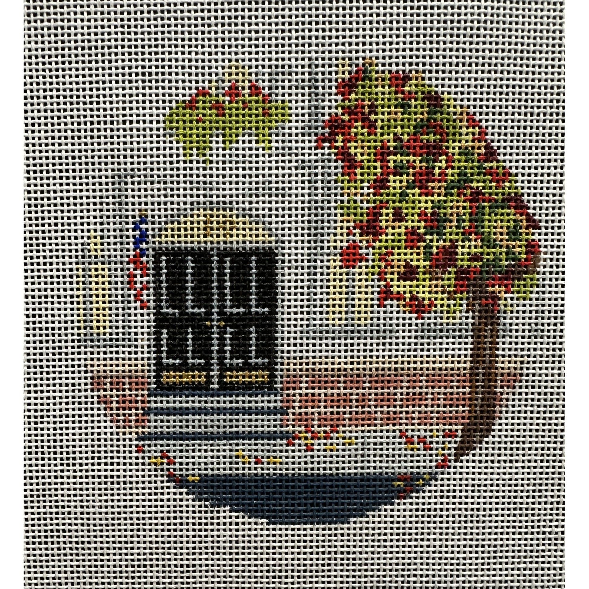 Yellow Brownstone Circle Canvas - Garden Gate Needlepoint