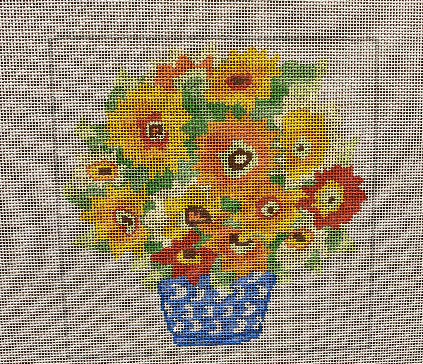 Spring Flower Basket Canvas - Garden Gate Needlepoint